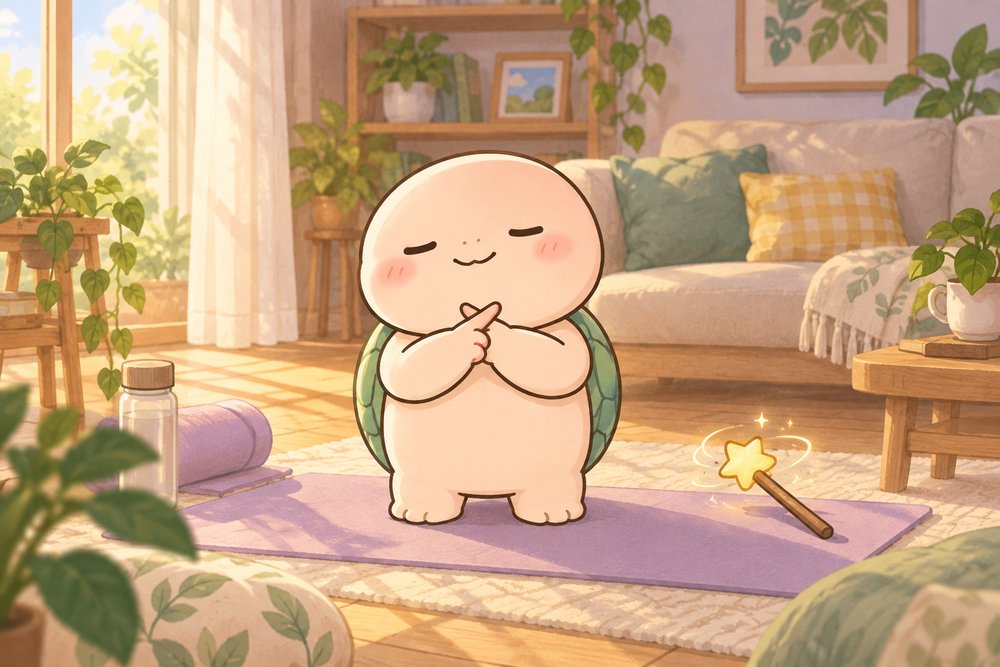 魔法のステッキを遠ざけて万能ではないと伝えるカメのナビ助
